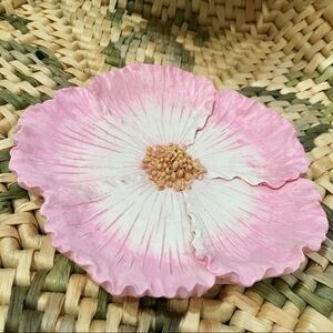 Pink white ceramic floral flower art Vanity topper
